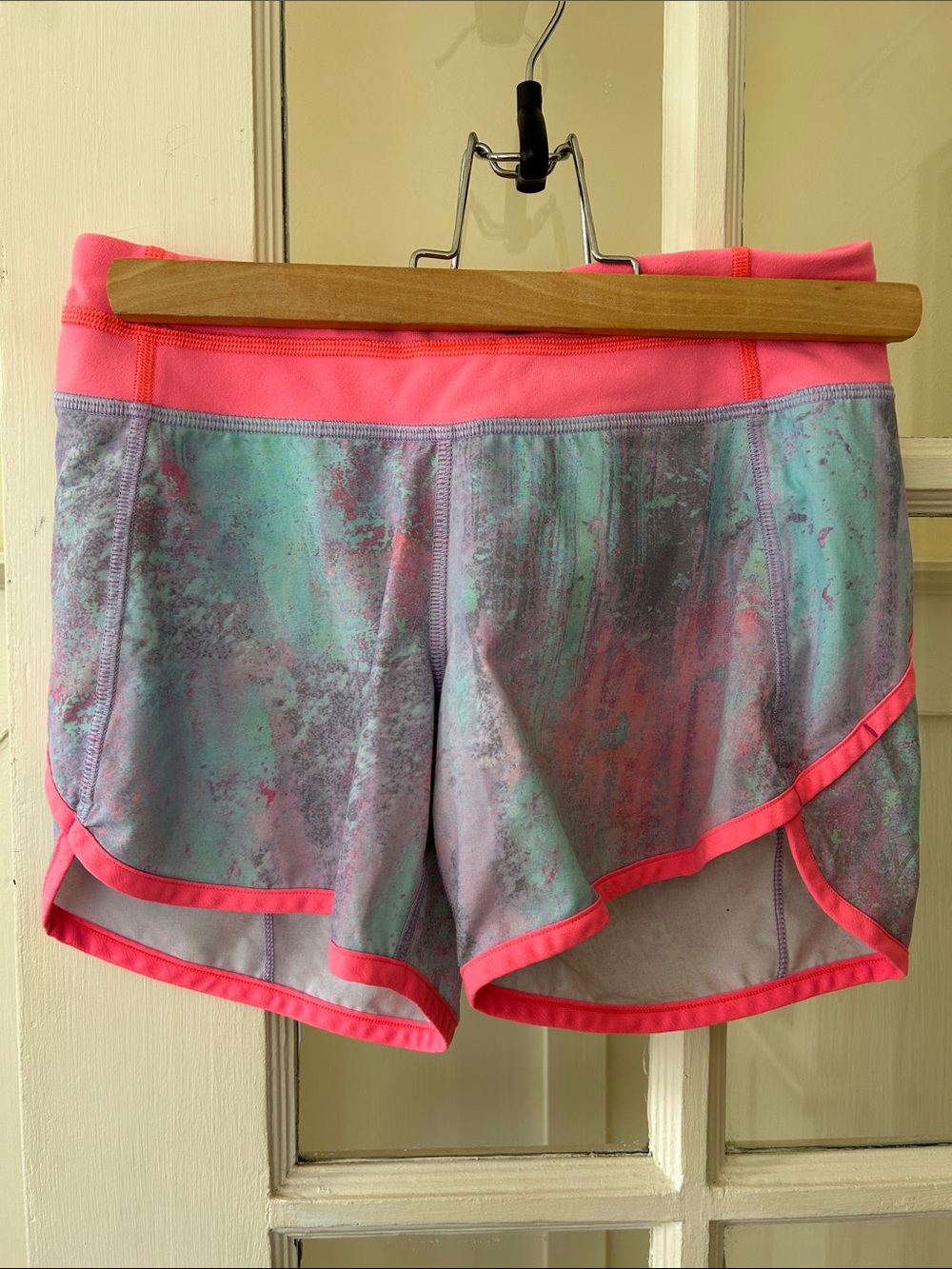 Kids Pink Trim Pastel paint splatter Print Athletic This magenta patterned racer